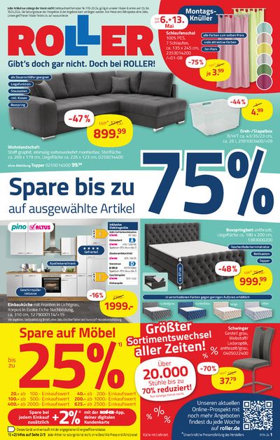 Angebote von Möbelhäuser in Blankenfelde-Mahlow | ROLLER flugblatt in ROLLER | 5.5.2024 - 18.5.2024