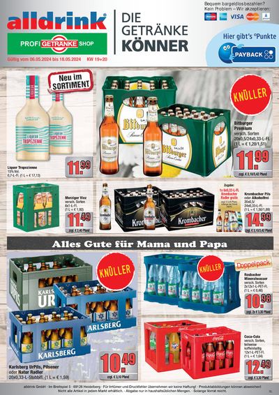 Angebote von Supermärkte in Frankfurt am Main | alldrink flugblatt in alldrink | 5.5.2024 - 18.5.2024