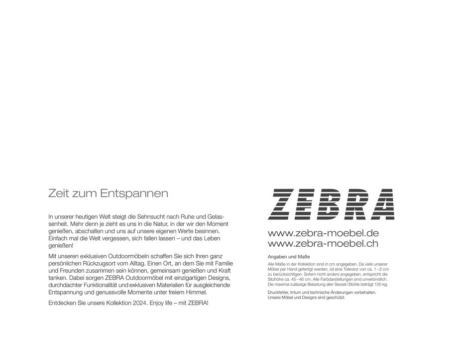 Zebra Möbel Katalog in Herzogenaurach | ZEBRA KOLLEKTION 2024 | 7.5.2024 - 31.12.2024