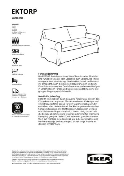 Angebote von Möbelhäuser in Unna | IKEA Germany (German) - EKTORP25HFB01GER_R1_004_Online in IKEA | 14.5.2024 - 28.5.2024