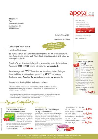 Angebote von Drogerien und Parfümerie in Stralsund | Angebote Apotal in Apotal | 16.5.2024 - 31.7.2024