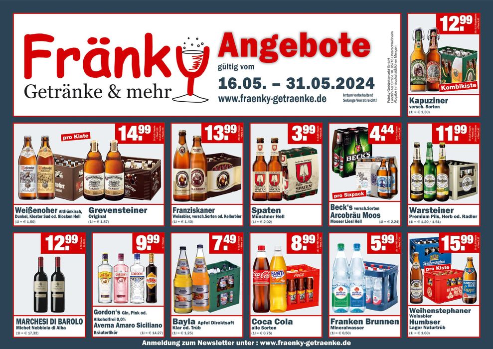 Fränky Getränke Katalog in Nürnberg | Fränky Angebote | 17.5.2024 - 31.5.2024