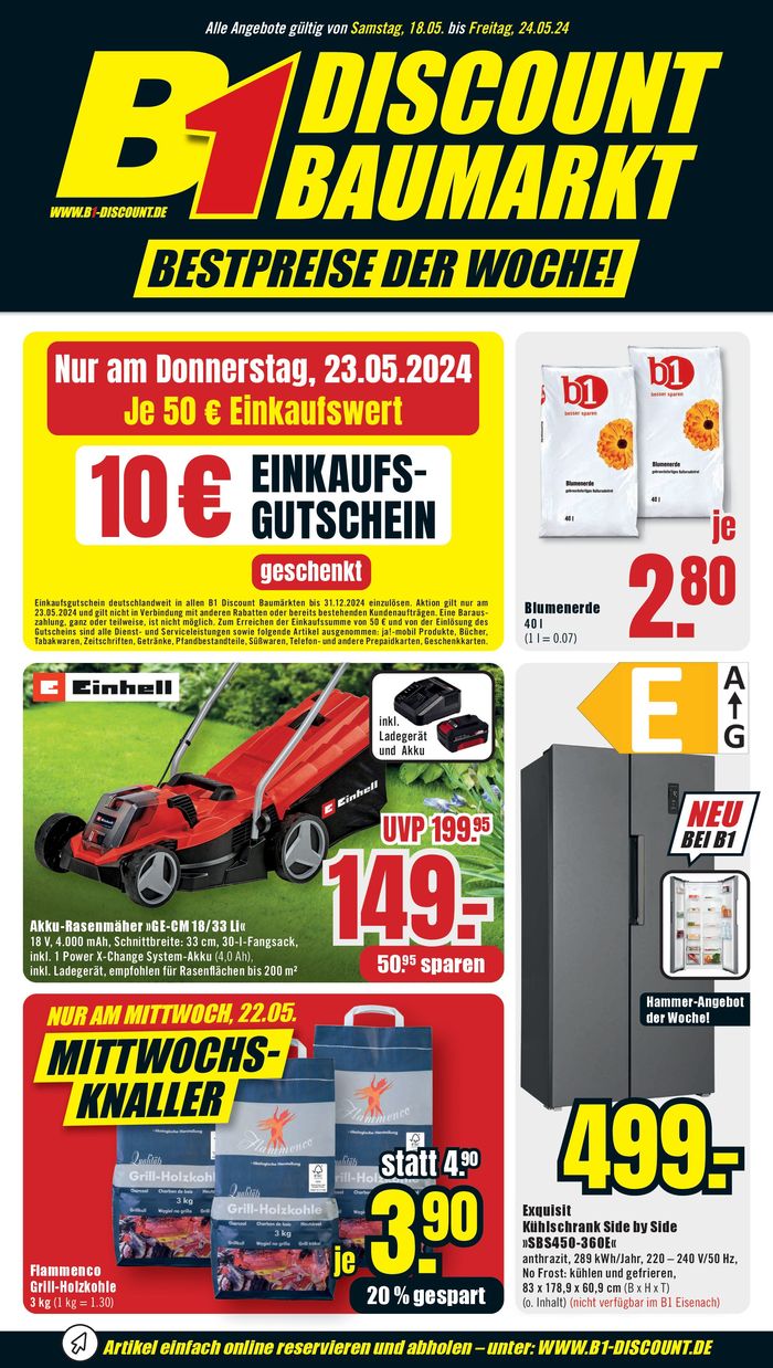 B1 Discount Baumarkt Katalog in Erfurt | B1 Discount Baumarkt flugblatt | 18.5.2024 - 1.6.2024