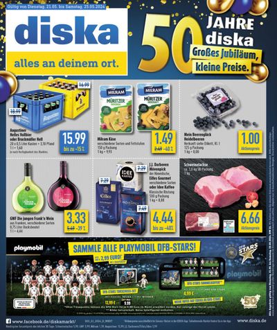 Angebote von Supermärkte in Uffenheim | Neue Angebote zum Entdecken in diska | 21.5.2024 - 4.6.2024