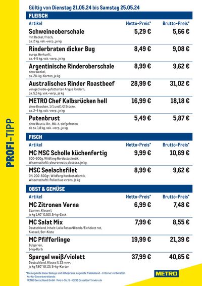 Angebote von Supermärkte in Argenbühl | Profi-Tipp in Metro | 21.5.2024 - 25.5.2024