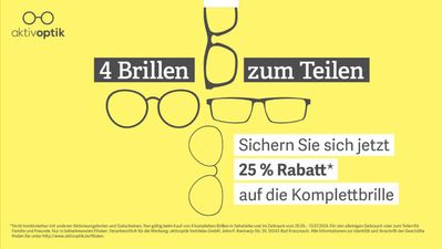Aktiv Optik Katalog in Karlsruhe | 4 Brillen Zum Teilen  | 23.5.2024 - 13.7.2024