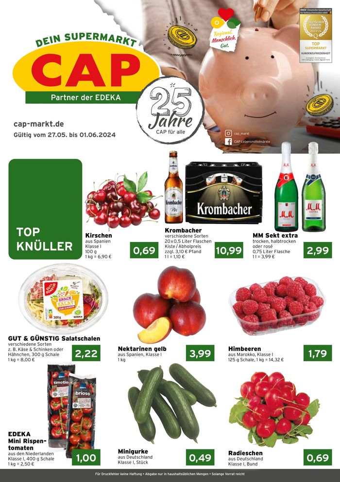 CAP Markt Katalog in Tutow | Tolles Angebot für Schnäppchenjäger | 27.5.2024 - 1.6.2024