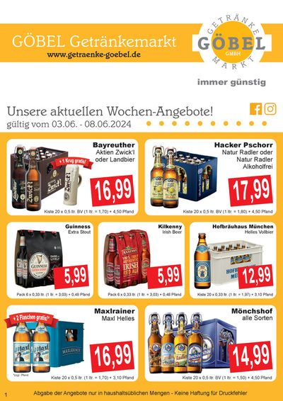 Angebote von Supermärkte in Fellbach | Getränke Göbel flugblatt in Getränke Göbel | 2.6.2024 - 16.6.2024