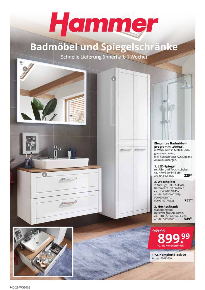 Hammer Katalog in Castrop-Rauxel | Badmöbel Und Spiegelschränke | 6.6.2024 - 31.3.2025