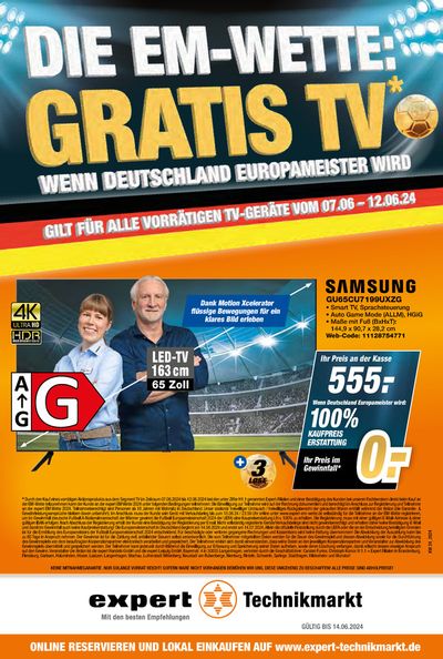 Angebote von Elektromärkte in Lößnitz | Die Em-Wette: Gratis Tv in Expert | 8.6.2024 - 22.6.2024
