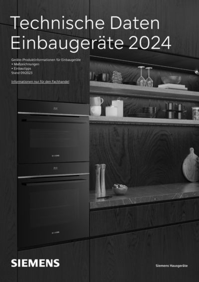 Angebote von Elektromärkte in Regensburg | Technische Daten Einbaugeräte 2024 in SIEMENS | 4.7.2024 - 31.12.2024
