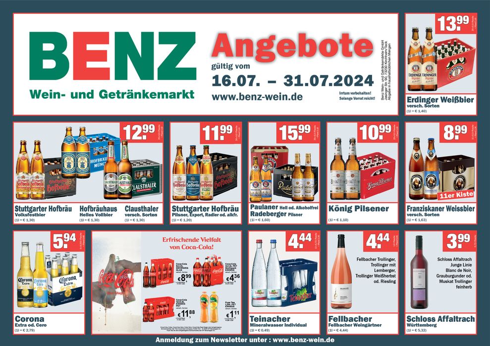 Benz Getränke Katalog | Benz Getränke Angebote | 16.7.2024 - 31.7.2024