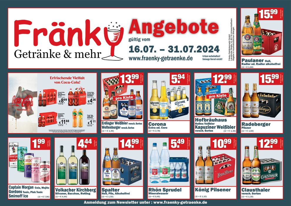 Fränky Getränke Katalog | Fränky Angebote | 16.7.2024 - 31.7.2024