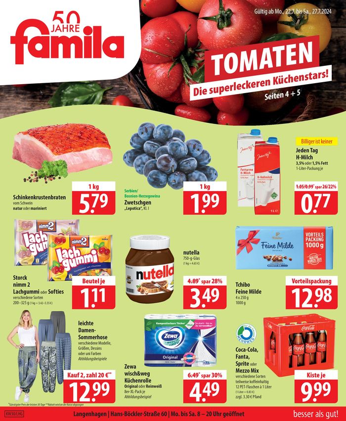famila Katalog in Hannover | Angebote für Schnäppchenjäger | 21.7.2024 - 27.7.2024