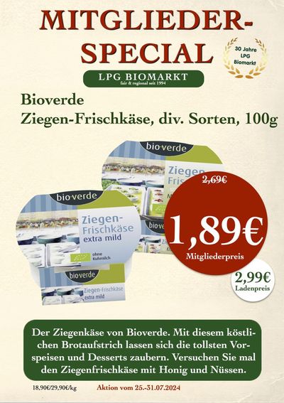 Angebote von Biomärkte in Berlin | Mitgliederspecial in LPG Biomarkt | 26.7.2024 - 9.8.2024