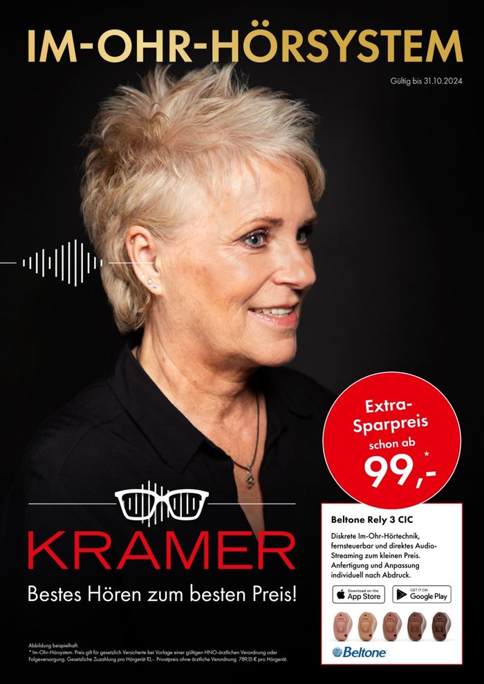 Kramer Brillen Katalog in Mülheim an der Ruhr | Im-Ohr-Hörsystem | 6.8.2024 - 31.10.2024