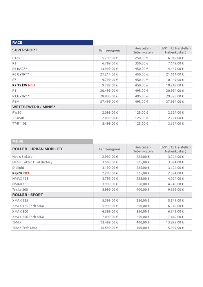 Yamaha Katalog in Rostock | Preliste 2024 | 15.8.2024 - 31.12.2024