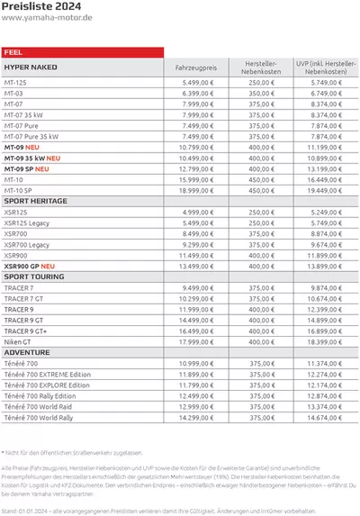 Angebote von Auto, Motorrad und Werkstatt in Worms | Preliste 2024 in Yamaha | 15.8.2024 - 31.12.2024