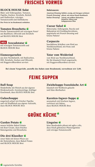 Angebote von Restaurants in Wedel | Block House Speisekarte in Block House | 16.8.2024 - 31.12.2024