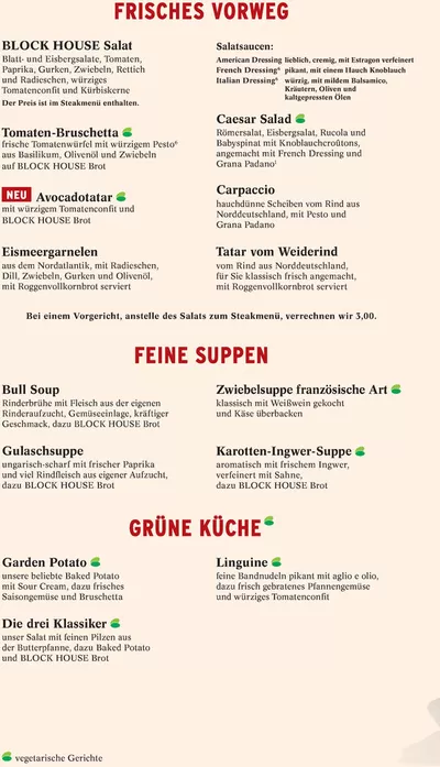 Angebote von Restaurants in Hamburg | Block House Speisekarte in Block House | 16.8.2024 - 31.12.2024