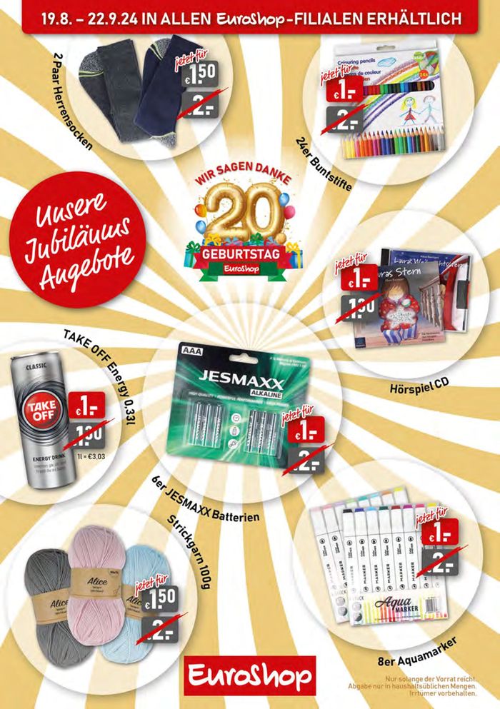 EuroShop Katalog in Gütersloh | 20 Geburstag | 19.8.2024 - 22.9.2024