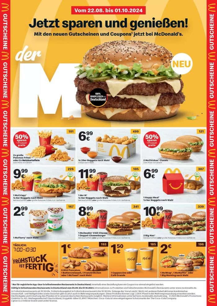 McDonald’s Katalog in Satteldorf | McDonald’s Gutscheine | 29.8.2024 - 25.9.2024