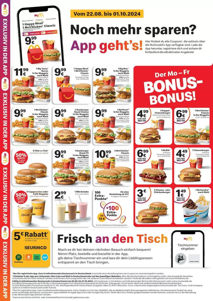 McDonald’s Katalog in Biberach an der Riß | McDonald’s Gutscheine | 29.8.2024 - 25.9.2024