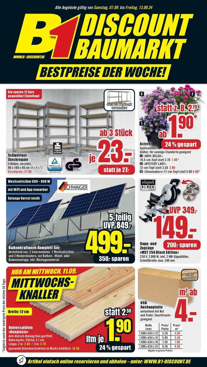 B1 Discount Baumarkt Katalog in Hagen | B1 Discount Baumarkt flugblatt | 7.9.2024 - 21.9.2024