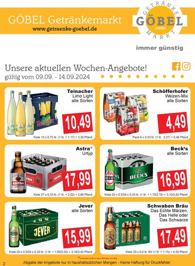 Getränke Göbel Katalog in Fellbach | Top-Angebote für Sparfüchse | 8.9.2024 - 22.9.2024