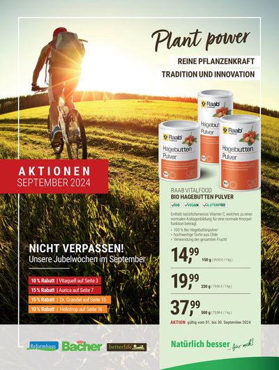 Reformhaus Bacher Katalog in Bottrop | Aktionen September 2024 | 9.9.2024 - 30.9.2024