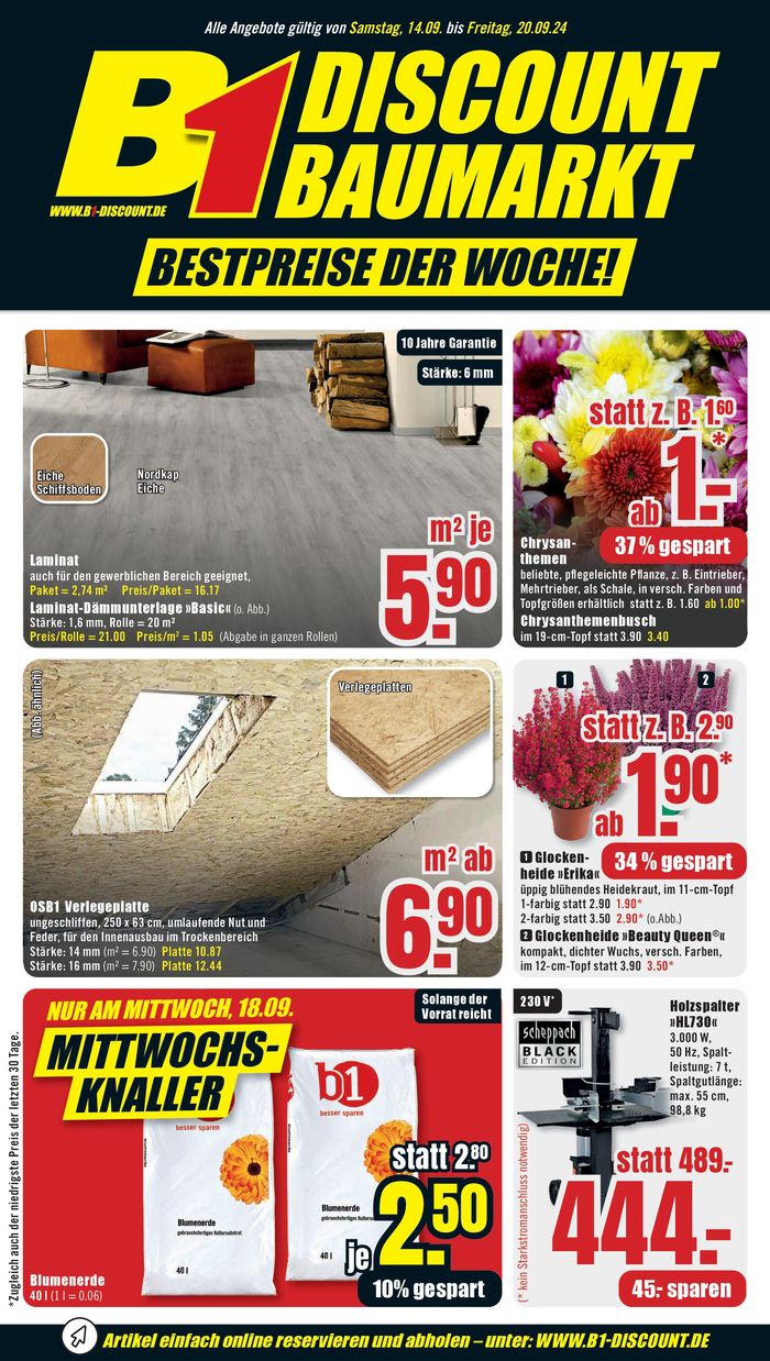 B1 Discount Baumarkt Katalog in Erfurt | B1 Discount Baumarkt flugblatt | 14.9.2024 - 28.9.2024