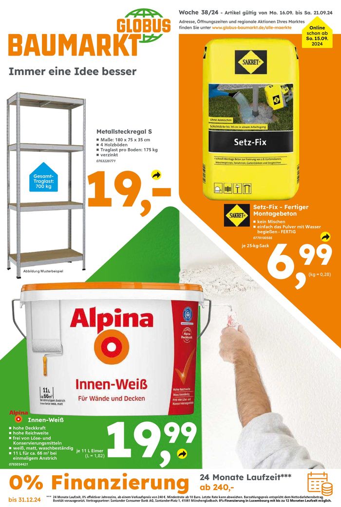 Globus Baumarkt Katalog in Laupheim | Aktuelle Sonderaktionen | 15.9.2024 - 21.9.2024