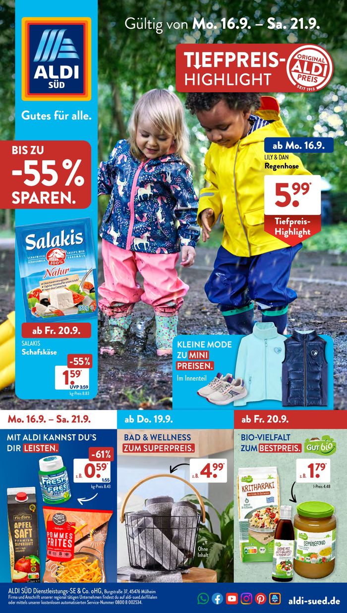 Aldi Süd Katalog in Bonn | ALDI SÜD Prospekt: aktuelle Angebote | 16.9.2024 - 21.9.2024