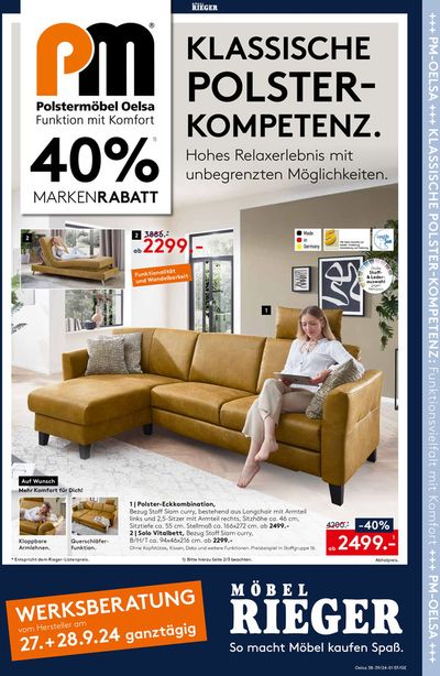 Angebote von Möbelhäuser in Mönchenholzhausen | Unsere besten Deals für Sie in Möbel Rieger | 17.9.2024 - 1.10.2024