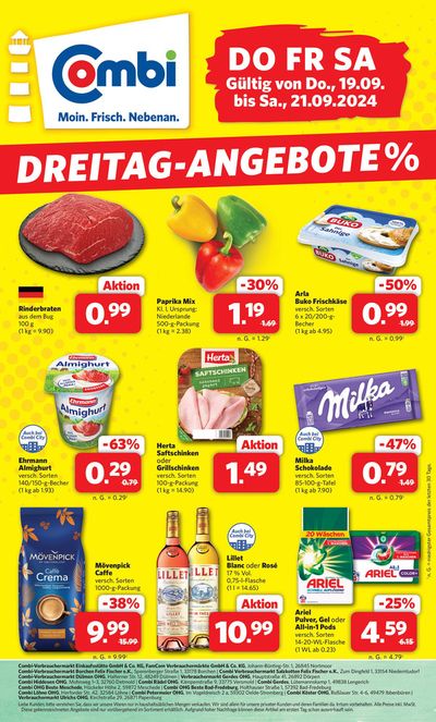 Angebote von Supermärkte in Niederlangen | DREITAG-ANGEBOTE in Combi Markt | 18.9.2024 - 21.9.2024