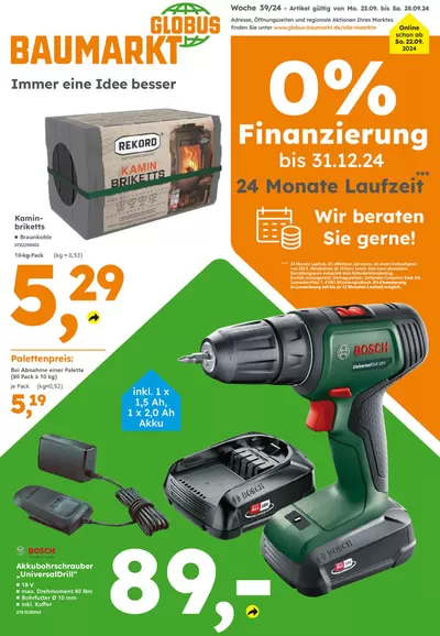 Angebote von Baumärkte und Gartencenter in Frammersbach | Sonderangebote für Sie in Globus Baumarkt | 22.9.2024 - 28.9.2024