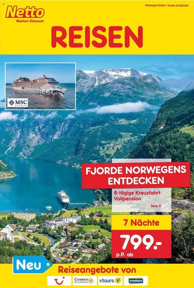 Angebote von Reisen und Freizeit in Leinzell | Netto Reisen flugblatt in Netto Reisen | 27.9.2024 - 11.10.2024