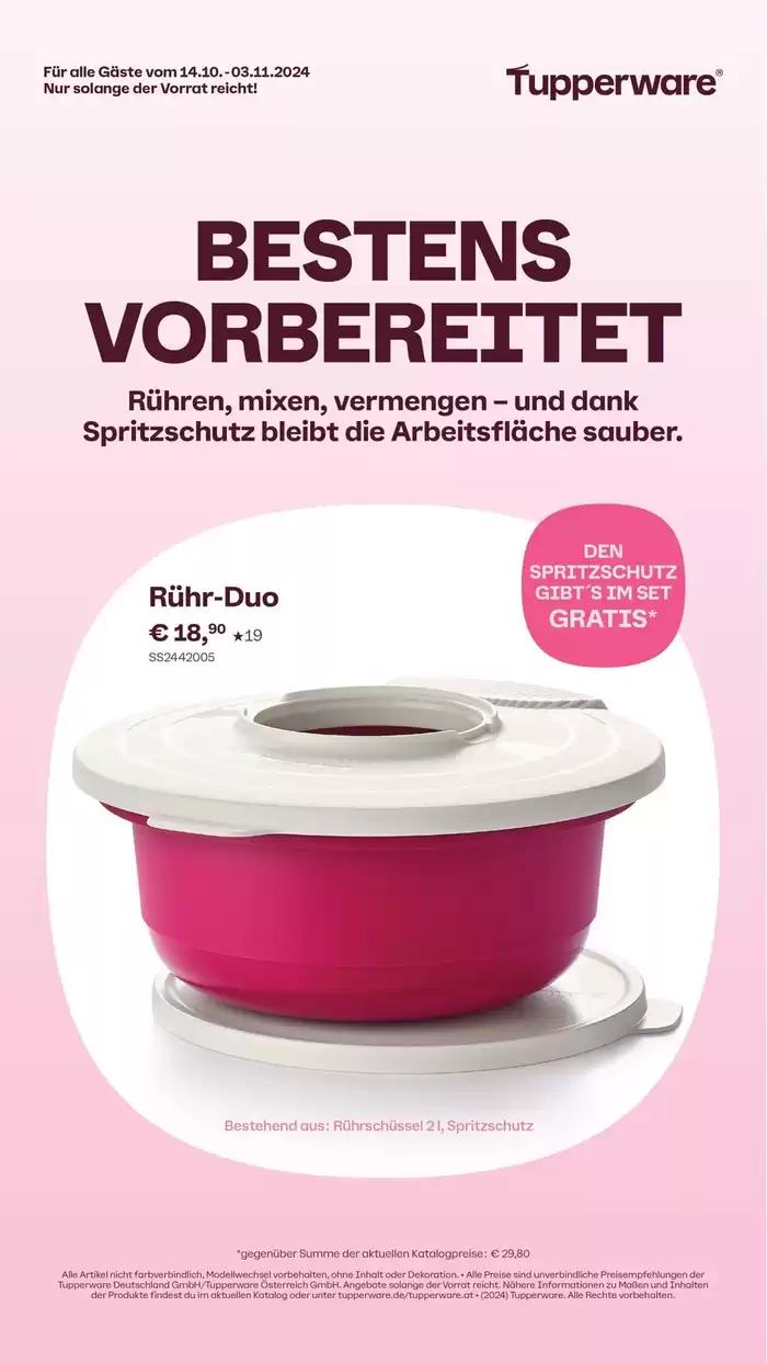 Tupperware Katalog in Flensburg | Exklusive Schnäppchen | 14.10.2024 - 3.11.2024