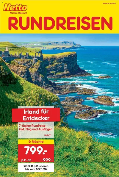 Angebote von Reisen und Freizeit in Köln | Netto Reisen flugblatt in Netto Reisen | 19.10.2024 - 2.11.2024