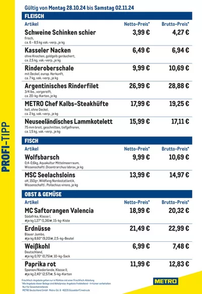 Metro Katalog in Lübben (Spreewald) | Profi Tipp | 28.10.2024 - 2.11.2024