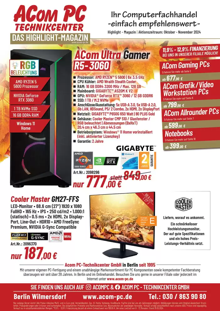 ACom PC Katalog in Berlin | Das Highlight-Magazin Oktober - November 2024 | 29.10.2024 - 30.11.2024