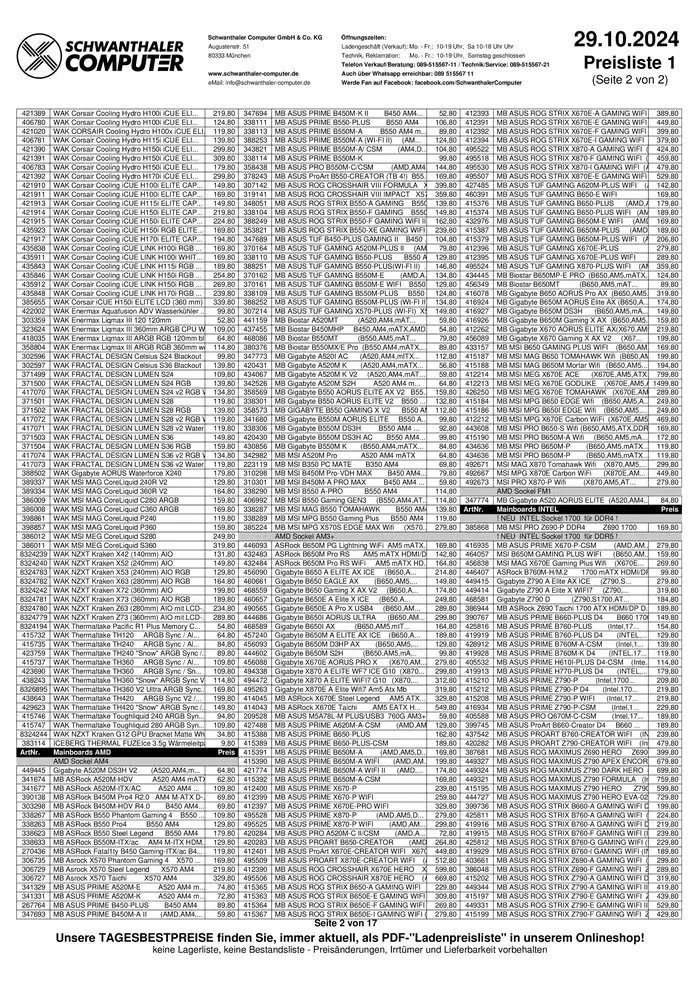 Schwanthaler Computer Katalog in München | Preis Liste | 29.10.2024 - 29.11.2024