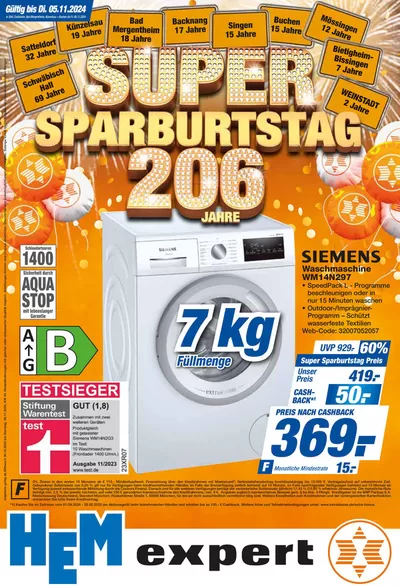 Angebote von Elektromärkte in Creglingen | Jetzt sparen mit unseren Deals in HEM expert | 31.10.2024 - 14.11.2024