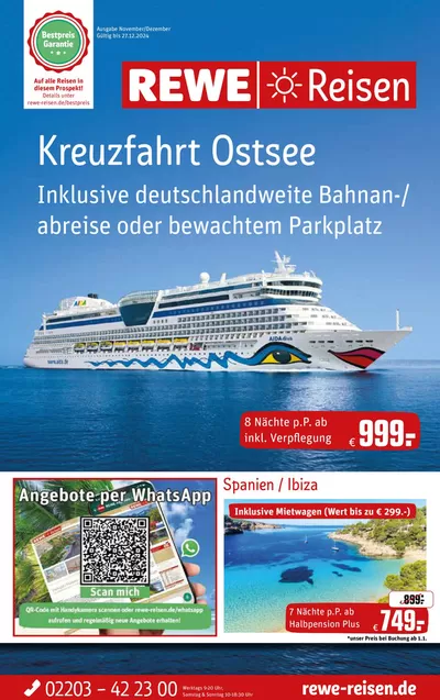 Angebote von Reisen und Freizeit in Torgelow | Angebote November 2024  in REWE Reisen | 1.11.2024 - 15.11.2024