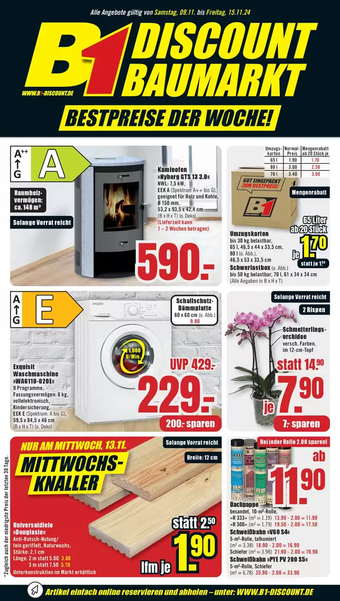 B1 Discount Baumarkt Katalog in Glauchau | B1 Discount Baumarkt flugblatt | 9.11.2024 - 23.11.2024