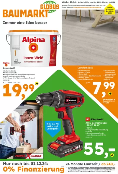 Angebote von Baumärkte und Gartencenter in Nittenau | Tolles Angebot für Schnäppchenjäger in Globus Baumarkt | 10.11.2024 - 16.11.2024