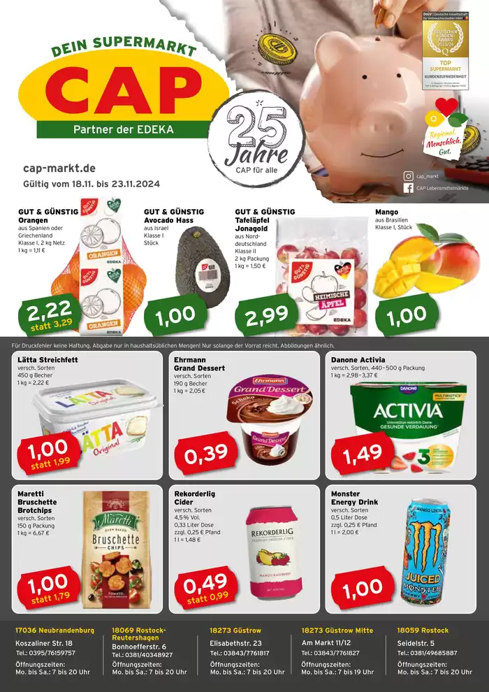 CAP Markt Katalog in Güstrow | Tolles Angebot für Schnäppchenjäger | 18.11.2024 - 23.11.2024