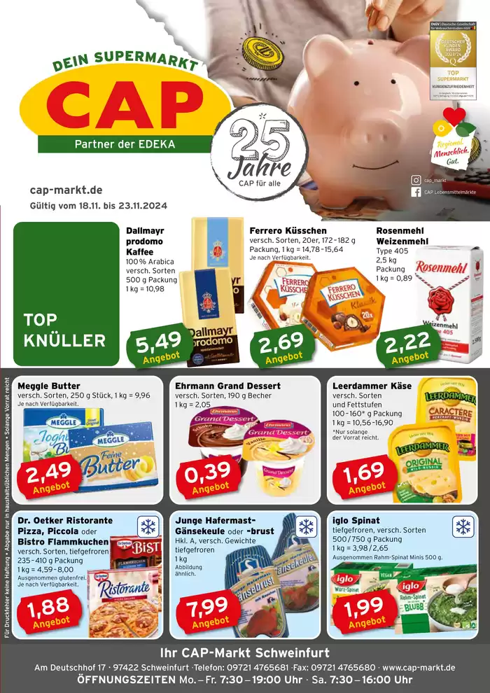 CAP Markt Katalog in Schweinfurt | Jetzt sparen mit unseren Deals | 18.11.2024 - 23.11.2024