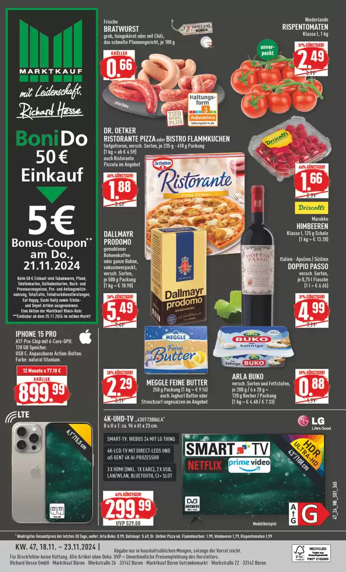 Marktkauf Katalog in Büren | Jetzt sparen mit unseren Deals | 17.11.2024 - 1.12.2024