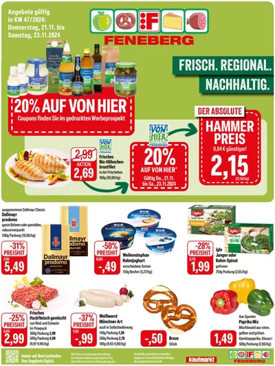 Angebote von Supermärkte in Kempten (Allgäu) | Angebot Feneberg in Feneberg | 21.11.2024 - 23.11.2024